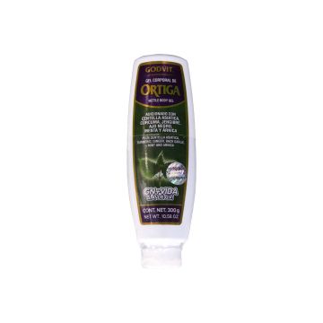 gel corporal de ortiga con 300 gr. adicionado con centella asiatica, cúrcuma, jengibre,  ajo negro menta y árnica