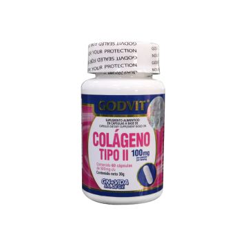 caps. colágeno tipo ii, 100 mg por porción c/60 de 500 mg c/u. godvit.