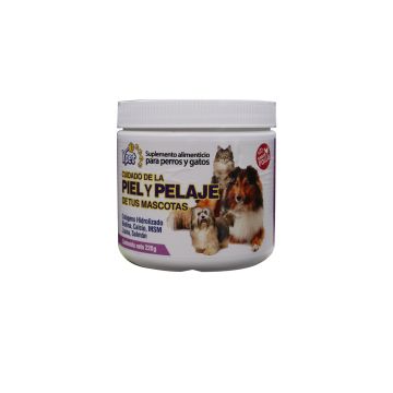 polvo cuidado de la piel y pelaje de tus mascotas sabor pollo 220 grs 1x48 *  colageno  hidrolizado, biotina, calcio, msm,  lisina, salmon.