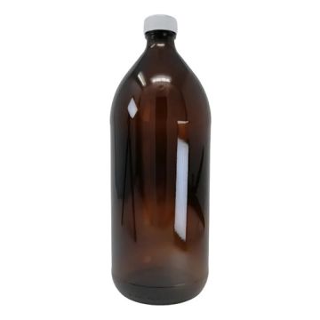 Botella De Vidrio Color Ambar, 1 Litro (con Tapa)- 12 Pz Ámbar