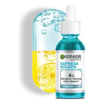 Sérum Anti Imperfecciones Garnier Express Aclara, Con Concentrado De Vitamina C, Ácido Salicílico Y Niacinamida Que Reduce Manchas En Piel Grasa 30 Ml Día/noche