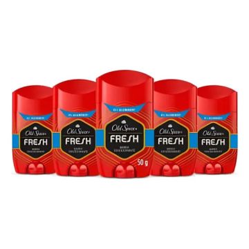 Desodorante Old Spice Fresh En Barra 5 Piezas De 50 G C/u Madera