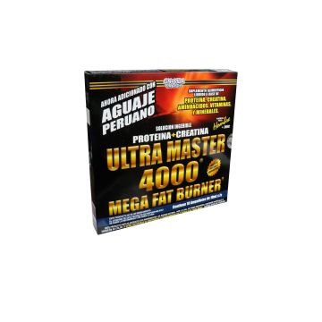 AMP. ULTRA MASTER 4000 HOMBRE SOLUCIÓN INGERIBLE C/10 AMP. DE 10 ML. C/U AHORA ADICIONADA CON AGUAJE PERUANO, PROTEINA, CREATINA, AMINOACIDOS, VITAMINAS, MINERALES Y CAFEINA + ZINC.