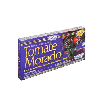 AMP. TOMATE MORADO SOLUCIÓN INGERIBLE C/10 AMP. DE 10 ML. TÉ VERDE, SAW PALMETTO, ABEDUL, UVA URSI, AJO, LICOPENO, VITAMINAS Y MINERALES.