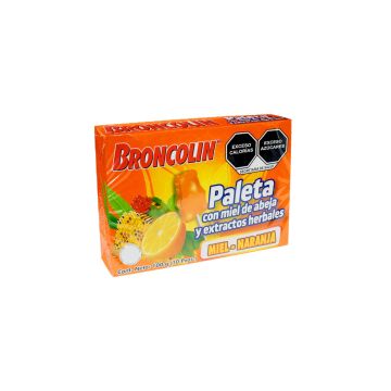 PALETAS BRONCOLIN CON MIEL DE ABEJA Y EXT. HERBALES MIEL-NARANJA C/10