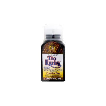 PROPOLEO PLUS CONCENTRADO TIO LUIS 120ML . SUPLEMENTO ALIMENTICIO A BASE DE MIEL DE ABEJA, MENTA, HIERBABUENA Y VIT C.