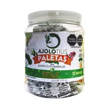 PALETA AJOLOTIUS DE CARAMELO MACIZO C/50 PZ (VITROLERO)