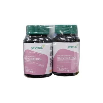 OFERTA CAPS. RESVERATROL ANTIOXIDANTE 2 FRASCOS C/60 C/U 1200 MG DUO PACK
