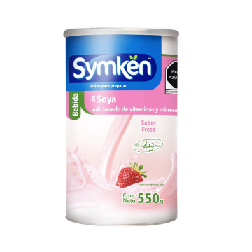SYMKEN POLVO PARA PREPARAR BEBIDA DE SOYA BOTE SABOR FRESA 550G