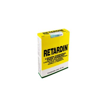 LOCIÓN CORPORAL PARA HOMBRES RETARDIN. A BASE DE AGUA BIDESTILADA, CLAVO, JENGIBRE, CANELA Y PIMIENTA.