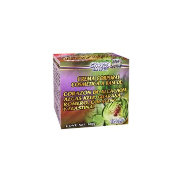 CREMA CORPORAL COSMETICA DE CORAZÓN DE ALCACHOFA C/300 GR + 200 GR GRATIS. ADICIONADA CON ALGAS KELP, GUARANÁ, ROMERO, COLÁGENO Y ELASTINA.