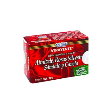 JABÓN ATRAYENTE-ALMIZCLE, ROSAS SILVESTRES, SANDALO Y CANELA 90 GR.