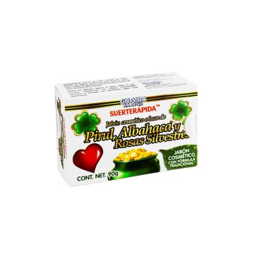 JABÓN DE SUERTE RÁPIDA-PIRUL, ALBAHACA Y ROSAS SILVESTRES 90 GR.