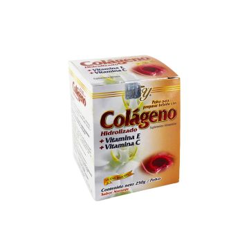POLVO PARA PREPARAR BEBIDA CON COLAGENO HIDROLIZADO CON VIT E Y VIT C SABOR NARANJA 250 GR.