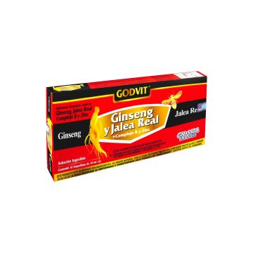 AMP. GINSENG Y JALEA REAL+COMPLEJO B Y ZINC SOLUCIÓN INGERIBLE C/10 AMP. DE 10 ML C/U.