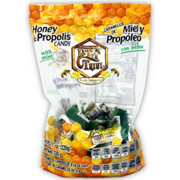 BOLSA DE CARAMELO MIEL Y PROPOLEO C/MENTHA C/55 PZS.
