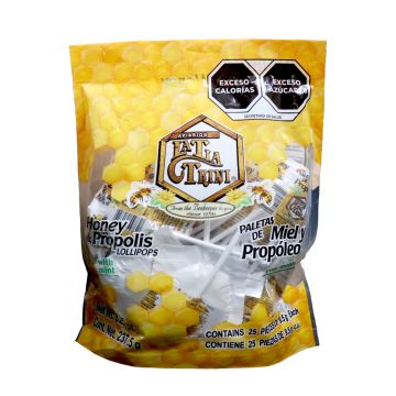 BOLSA PALETA CON MIEL Y PROPOLEO C/MENTHA C/25 PZS