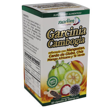 CAPS. GARCINIA CAMBOGIA C/60 500MG* Mangostan,Cardo de Globo, Chia, Mango Africano y Te verde
