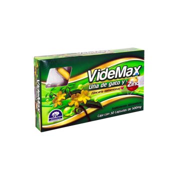 CAPS. VIDEMAX Uña de gato y Zinc C/30 500MG 1X102