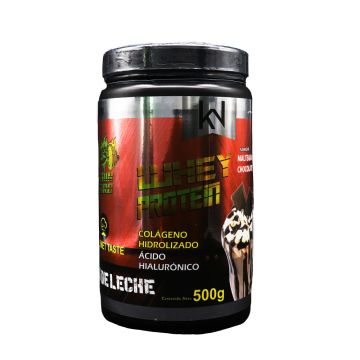 POLVO WHEY PROTEIN SABOR CHOCOLATE 500GR Suero de Leche, Colageno Hidrolizado, Acido Hialuronico  Bote Chico