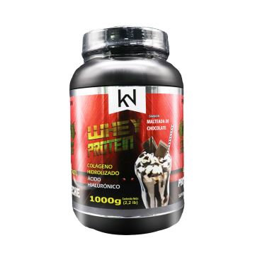 POLVO WHEY PROTEIN SABOR CHOCOLATE 1KG Suero de Leche , Colageno Hidrolizado, Acido Hialuronico  Bote