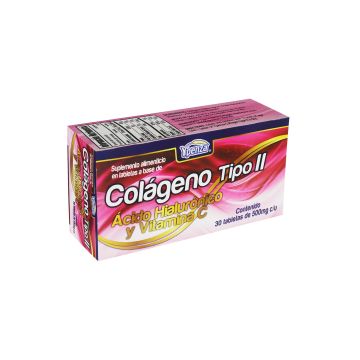 TBS. COLAGENO TIPO II, ACIDO HIALURONICO Y VIT C C/30 500 MG* 1X120