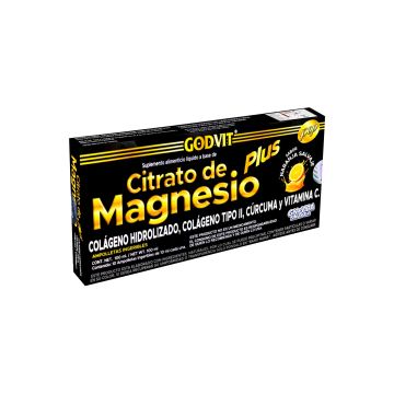 AMP. CITRATO DE MAGNESIO PLUS SOLUCIÓN INGERIBLE C/10 AMP. DE 10 ML C/U. COLAGENO HIDROLIZADO, COLAGENO TIPO II, RIZOMA DE CURCUMA Y VITAMINA C.  SABOR NARANJA SALVAJE.