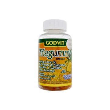 GOMITAS PIÑAGUMY C/30 C/3GR sabor piña A BASE  DE PIÑA , VINAGRE DE MANZANA,BROMELINA, L-CARNITINA Y FRUTO DEL MONJE. Vease como varita de nardo* 1x24