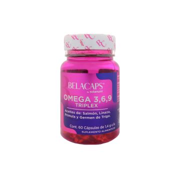 CAPS. BELACAPS OMEGA 3,6,9, TRIPLEX C/60 aceites de salmon, linaza primula y germen de trigo