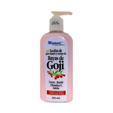 LOCION DE BAYAS DE GOJI Para Manos y Cuerpo 250 ML.* 1x55 Cacao, Karite, Vitamina E, Sabila.