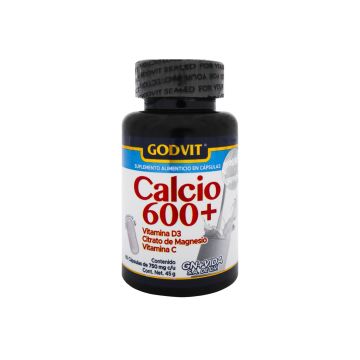 CAPS. CALCIO 600 + VITAMINA D3 ,CITRATO DE MAGNESIO Y VITAMINA C, C/60 DE  750MG C/U. GODVIT.