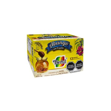 EXHIBIDOR CARAMELO CON MIEL,  ABANGO Y PROPOLEO C/12 PAQUETES